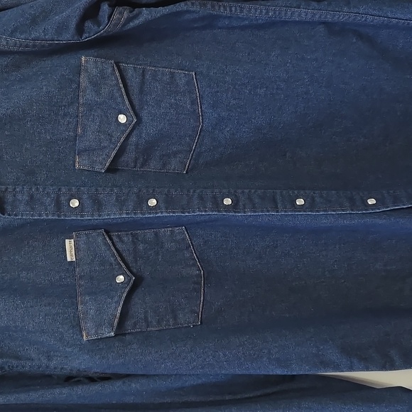 Vintage 90s Men's Carhartt Denim Western Pearl Snap Shirt Rugged Outdoor Work - Picture 7 of 12